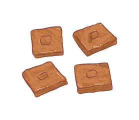 Square thin braised dried tofu in ingredient illustration
