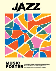 Vector template hand drawn abstract jazz poster
