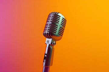 Fototapeta na wymiar Let's sing Stylish retro microphone on a colored background