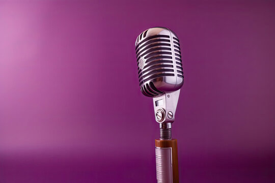 Let's sing Stylish retro microphone on a colored background