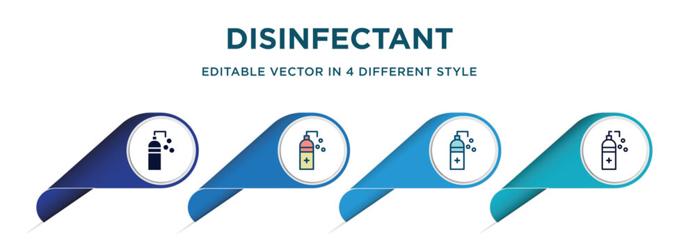disinfectant icon in 4 different styles such as filled, color, glyph, colorful, lineal color. set of vector for web, mobile, ui