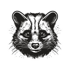 civet, vintage logo line art concept black and white color, hand drawn illustration