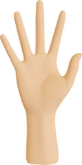 3D Render Hand Gesture Number Five Or Waving