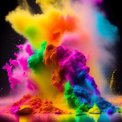 Colorful rainbow holi paint splash, color powder explosion,