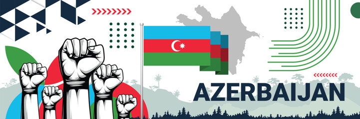 Celebrate Azerbaijan independence in style with bold and iconic flag colors. raising fist in protest or showing your support, this design is sure to catch the eye and ignite your patriotic spirit!