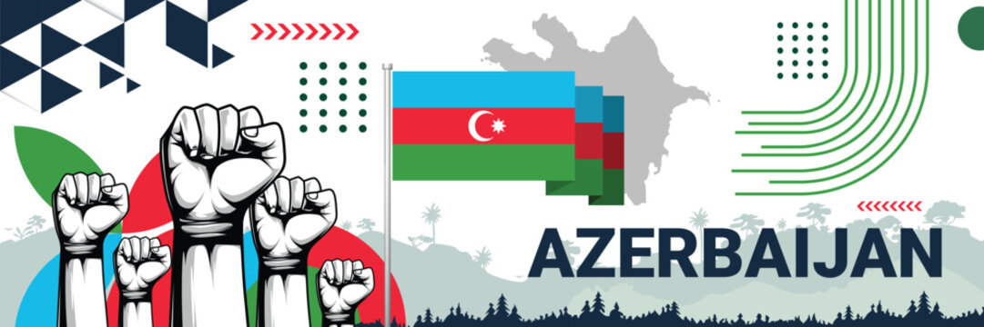 Celebrate Azerbaijan independence in style with bold and iconic flag colors. raising fist in protest or showing your support, this design is sure to catch the eye and ignite your patriotic spirit! - Powered by Adobe