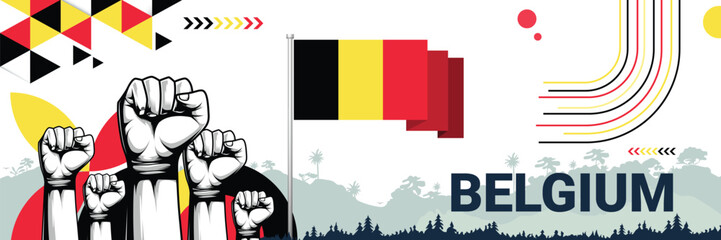 Celebrate Belgium independence in style with bold and iconic flag colors. raising fist in protest or showing your support, this design is sure to catch the eye and ignite your patriotic spirit!