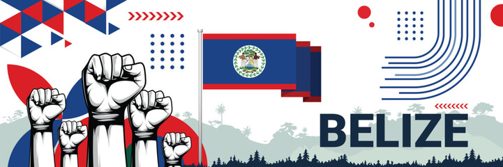 Celebrate Belize independence in style with bold and iconic flag colors. raising fist in protest or showing your support, this design is sure to catch the eye and ignite your patriotic spirit!