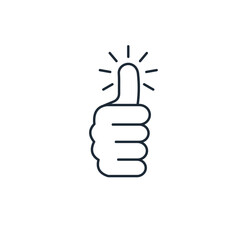Fist with thumb up. Gesture, signal of approval, support. Vector linear icon isolated on white background.