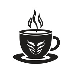 coffee shop, vintage logo line art concept black and white color, hand drawn illustration