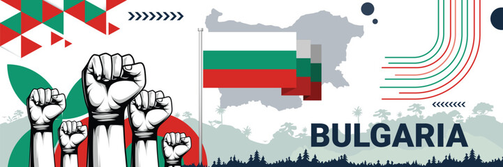 Celebrate Bulgaria independence in style with bold and iconic flag colors. raising fist in protest or showing your support, this design is sure to catch the eye and ignite your patriotic spirit!