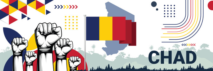 Celebrate Chad independence in style with bold and iconic flag colors. raising fist in protest or showing your support, this design is sure to catch the eye and ignite your patriotic spirit!