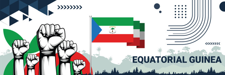 Equatorial Guinea independence in style with bold and iconic flag colors. raising fist in protest or showing your support, this design is sure to catch the eye and ignite your patriotic spirit!