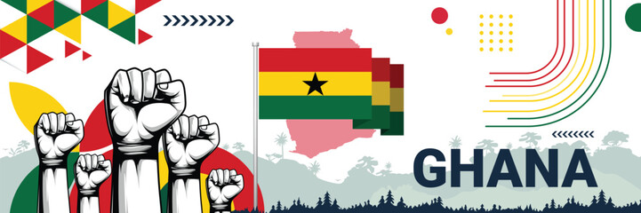 Celebrate Ghana independence in style with bold and iconic flag colors. raising fist in protest or showing your support, this design is sure to catch the eye and ignite your patriotic spirit!