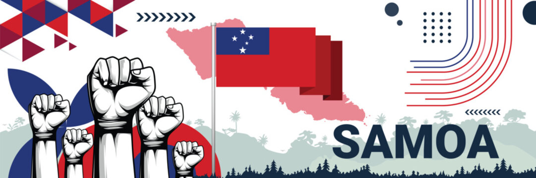 Celebrate Samoa independence in style with bold and iconic flag colors. raising fist in protest or showing your support, this design is sure to catch the eye and ignite your patriotic spirit! - Powered by Adobe