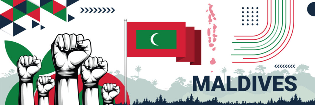Celebrate Maldives independence in style with bold and iconic flag colors. raising fist in protest or showing your support, this design is sure to catch the eye and ignite your patriotic spirit! - Powered by Adobe