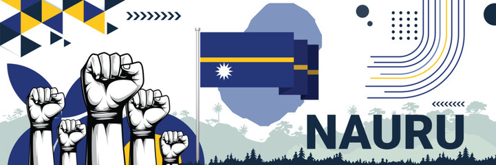 Celebrate Nauru independence in style with bold and iconic flag colors. raising fist in protest or showing your support, this design is sure to catch the eye and ignite your patriotic spirit!