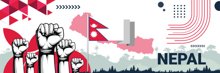 Celebrate Nepal independence in style with bold and iconic flag colors. raising fist in protest or showing your support, this design is sure to catch the eye and ignite your patriotic spirit!