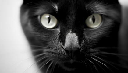 BLACK CAT CLOSE UP. AI GENERATIVE