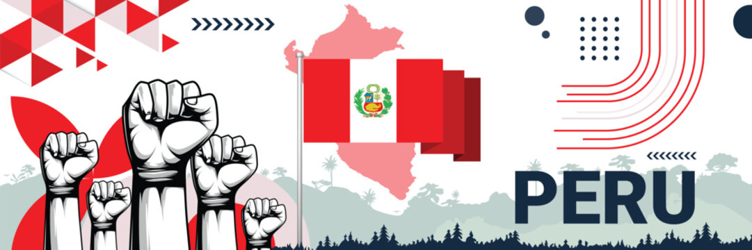 Celebrate Peru independence in style with bold and iconic flag colors. raising fist in protest or showing your support, this design is sure to catch the eye and ignite your patriotic spirit! - Powered by Adobe