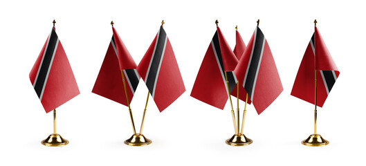 Small national flags of the Trinidad and Tobago on a white background
