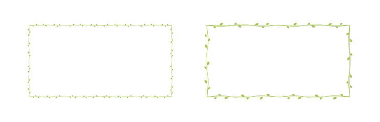 Rectangle green vine frames and borders set, floral botanical design element vector illustration