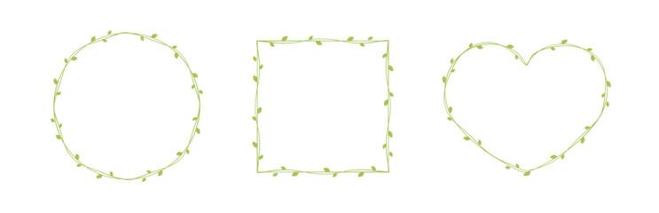 Green vine frames and borders set, floral botanical design element vector illustration © Aletheia Shade