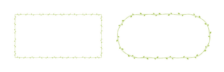 Green vine frames and borders set, floral botanical design element vector illustration © Aletheia Shade