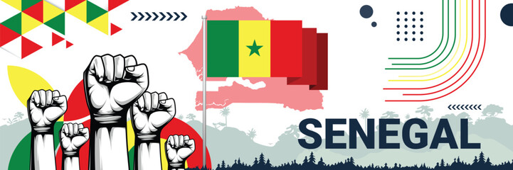 Celebrate Senegal independence in style with bold and iconic flag colors. raising fist in protest or showing your support, this design is sure to catch the eye and ignite your patriotic spirit!