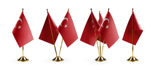 Small national flags of the Turkey on a white background