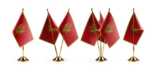 Small national flags of the Montenegro on a white background