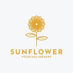 minimalist sun flower logo design template
