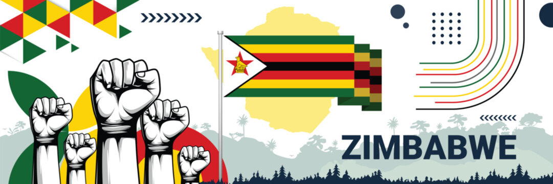Celebrate Zimbabwe independence in style with bold and iconic flag colors. raising fist in protest or showing your support, this design is sure to catch the eye and ignite your patriotic spirit!