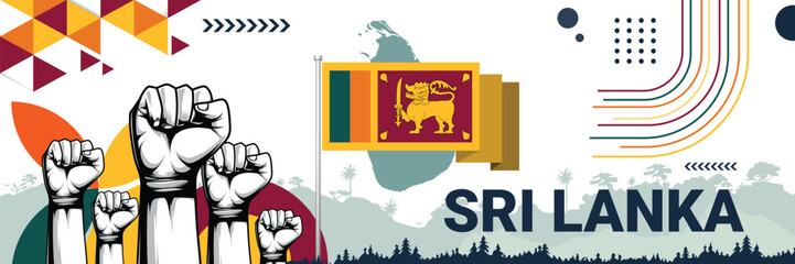 Celebrate Sri Lanka independence in style with bold and iconic flag colors. raising fist in protest or showing your support, this design is sure to catch the eye and ignite your patriotic spirit!