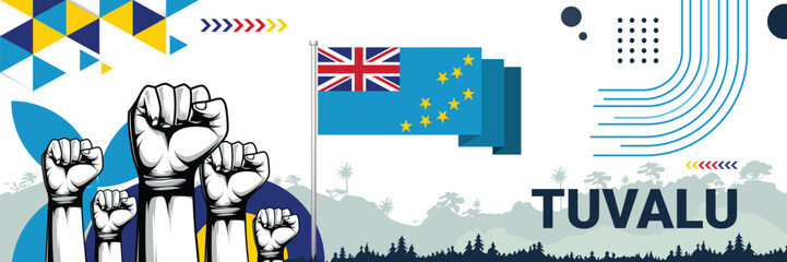 Celebrate Tuvalu independence in style with bold and iconic flag colors. raising fist in protest or showing your support, this design is sure to catch the eye and ignite your patriotic spirit!