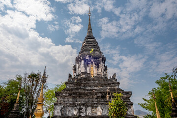 Ancient stupa at Wat Hosian Voravihane Buddhist Temple in Luang Prabang Laos
