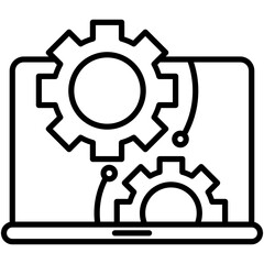 Technical Support Icon. Computer Help Service Symbol Stock Illustration. Vector Line Icons For UI Web Design And Presentation