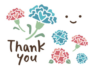 かわいいカーネーションのセット／手描きイラスト素材