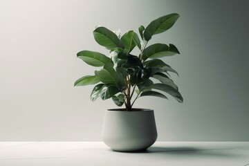 Fototapeta na wymiar 3D rendering of a green potted plant on a white background. Generative AI