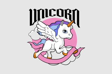 Obraz premium Unicorn cartoon character vector template
