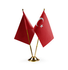 Small national flags of the Turkey on a white background