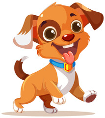 Cheerful Cute Dog on White Background