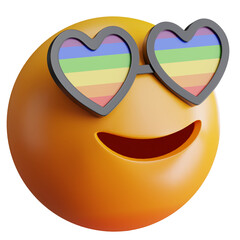 3d render of emoji with pride month concept.