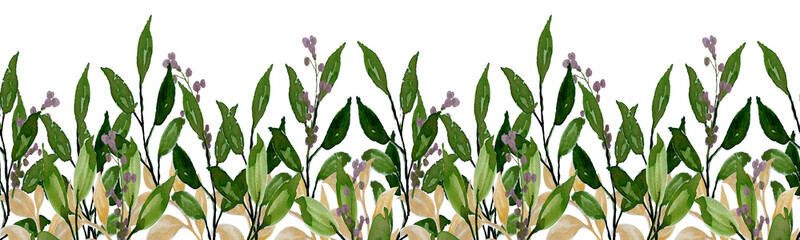 Watercolor Leaves Border, Flower Frame