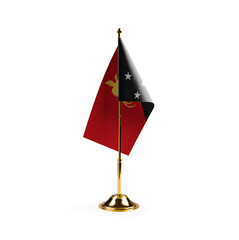 Small national flag of the Papua New Guinea on a white background