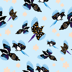 Magpies Vector Repeat Pattern 3