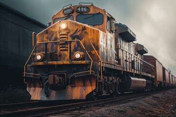 Fototapeta na wymiar A train painting moving on the rails. Generative AI