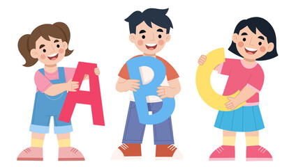 Illustration of kids carrying alphabet illustration children's day