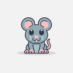 Cute Mouse Sitting Down Illustration