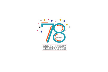 78th, 78 years, 78 year anniversary 2 colors blue and orange on white background abstract style logotype, vector design for celebration vector
